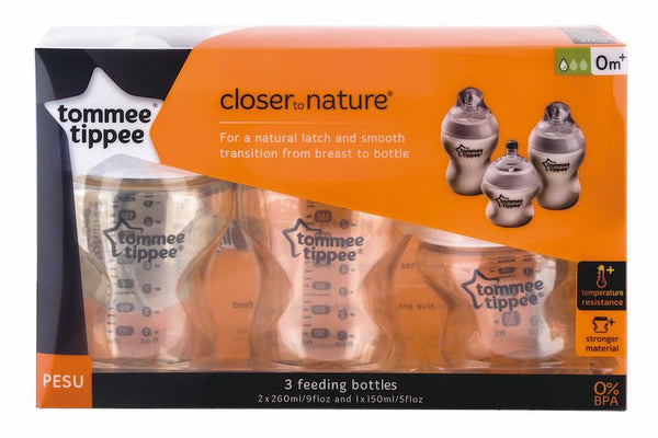 Tommee Tippee 香港 Closer to Nature  PESU 奶瓶套裝(2x260ml+1x150ml)  **ESU Set (260mlx2 & 150mlx1)