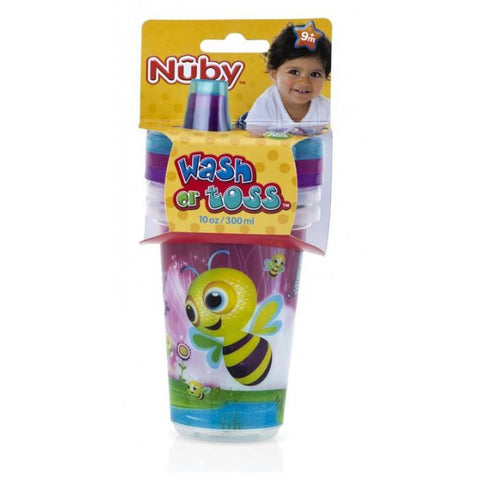 Nuby Wash or Toss Spout Cups with Lids (300ml x 3)