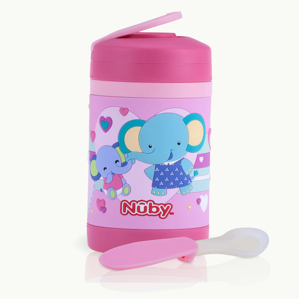 Nuby 430ml 3D Stainless Steel Food Jar with Vinyl Wrap - Elephants